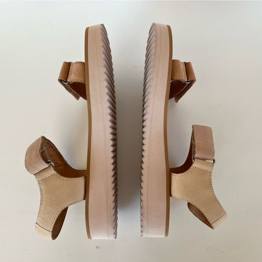 Madewell The Maggie Leather Strap Platform Sandals Colorblock Sandstone Tan, 8.5 - Picture 6 of 12